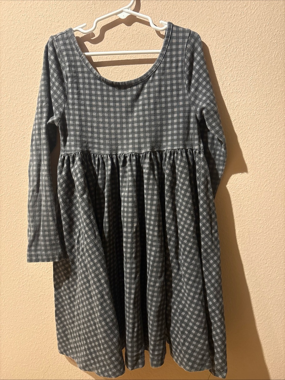 Jamie Kay long-sleeve cotton Gingham Dress Black Grey Sz 8 Years